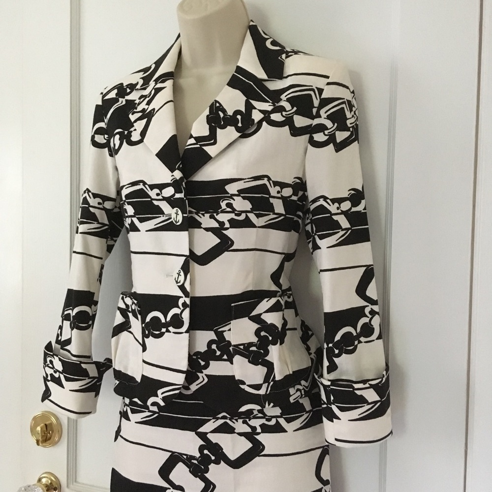 New Black & White Formal Suit Jacket Skirt Size XS